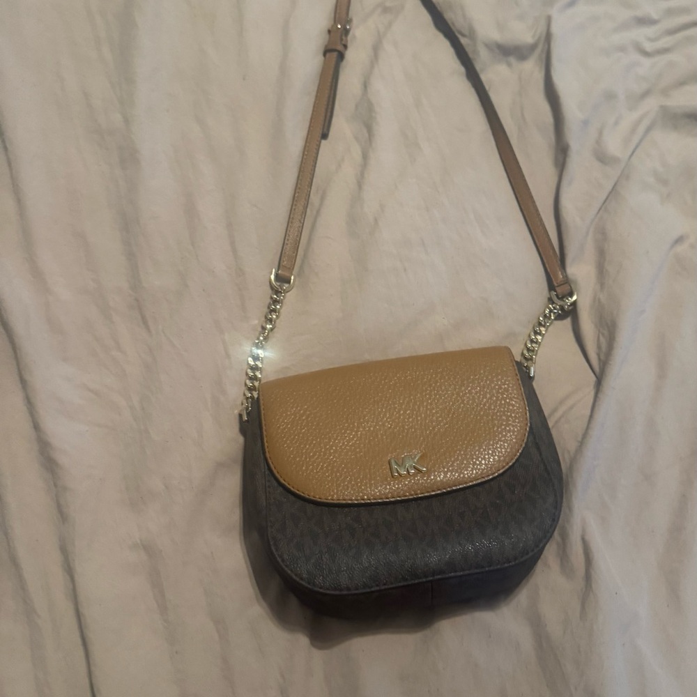Michael Kors Beige and Dark Gray Shoulder Bag